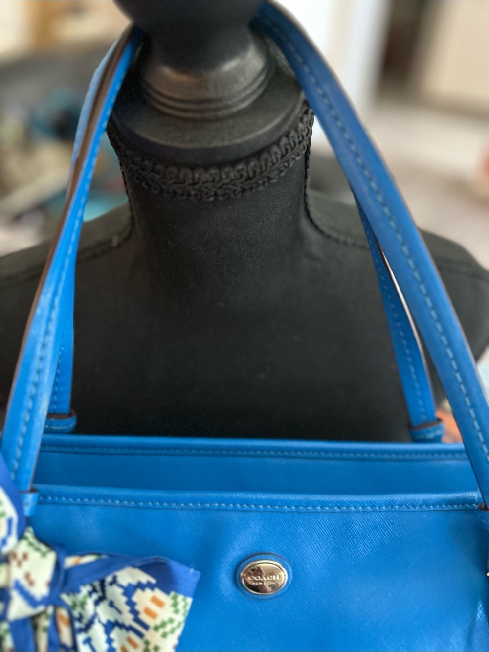 Coach Saffiano Peyton Royal Blue Leather Tote - Picture 5 of 11